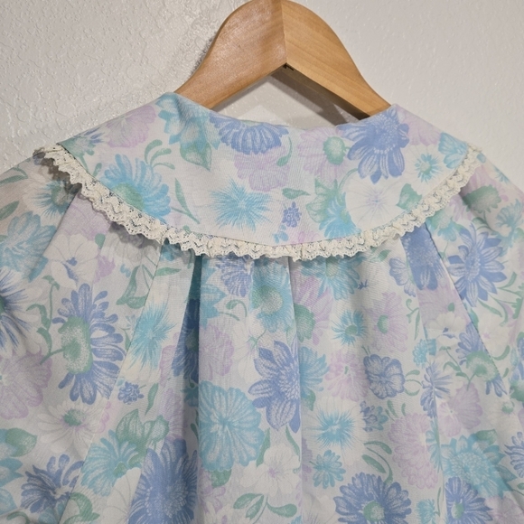 Dan-Ellen 80s Floral Lace Snap House Coat Night Gown Large - Picture 7 of 8
